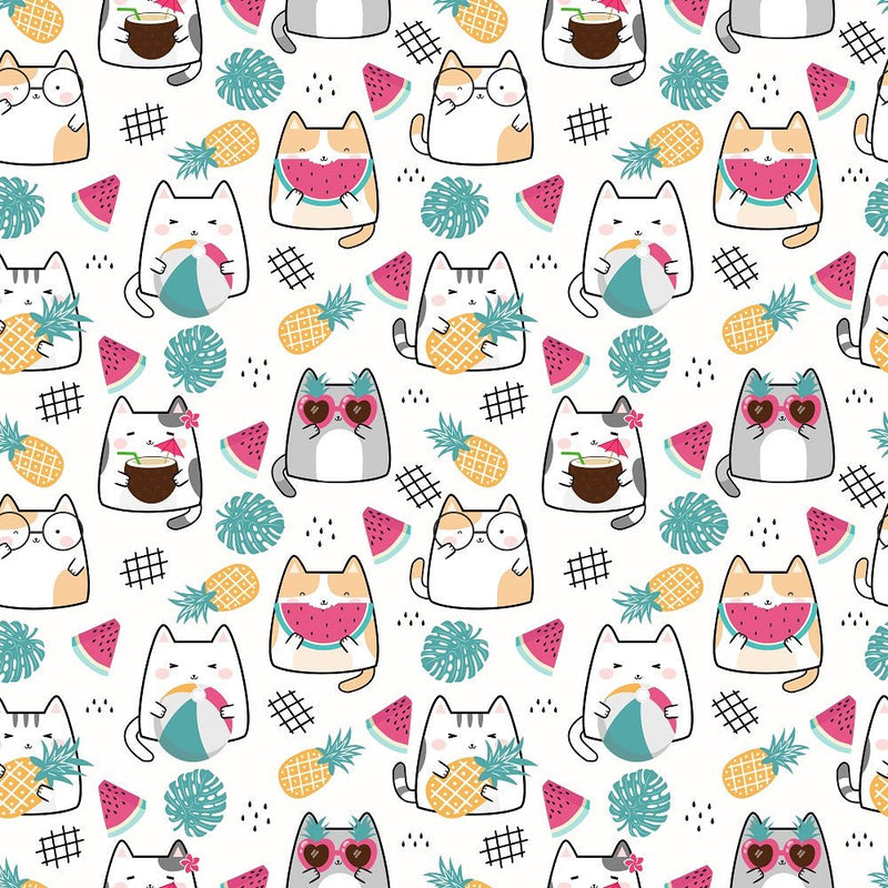 Summertime Cats Elements Fabric - ineedfabric.com