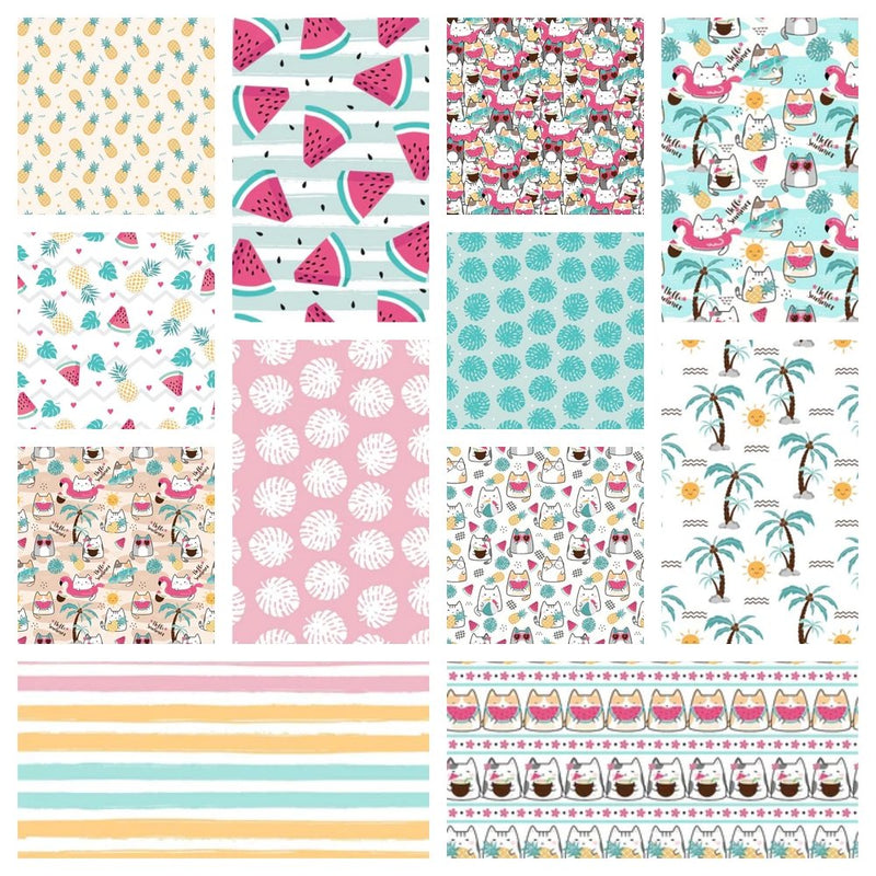 Summertime Cats Fabric Collection - 1 Yard Bundle - ineedfabric.com