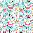 Summertime Cats Hello Summer Fabric - Blue - ineedfabric.com