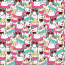 Summertime Cats Packed Cats Fabric - ineedfabric.com