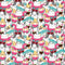 Summertime Cats Packed Cats Fabric - ineedfabric.com
