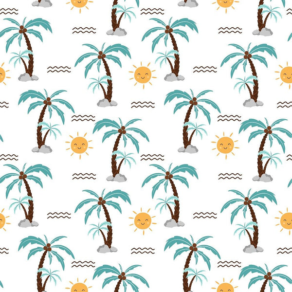 Summertime Cats Palm Trees Fabric - ineedfabric.com