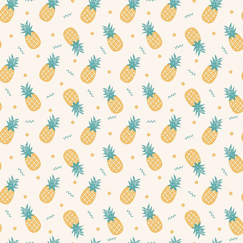 Summertime Cats Pineapples Fabric - ineedfabric.com