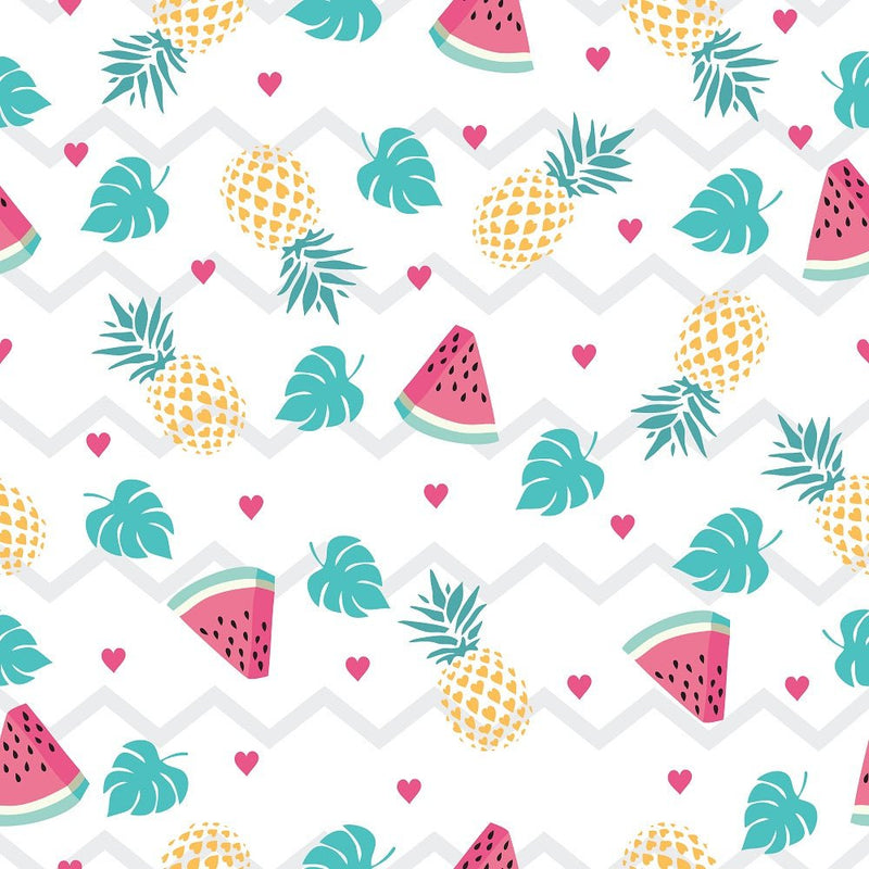 Summertime Cats Watermelons and Pineapples Fabric - ineedfabric.com