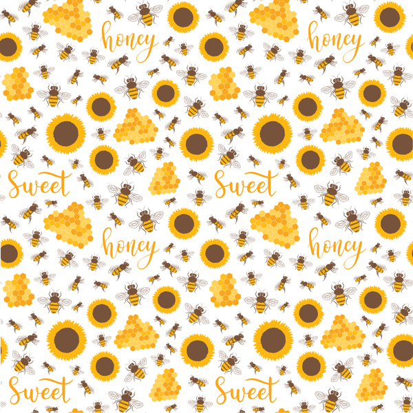 Sunflowers and Bees Elements Fabric - ineedfabric.com