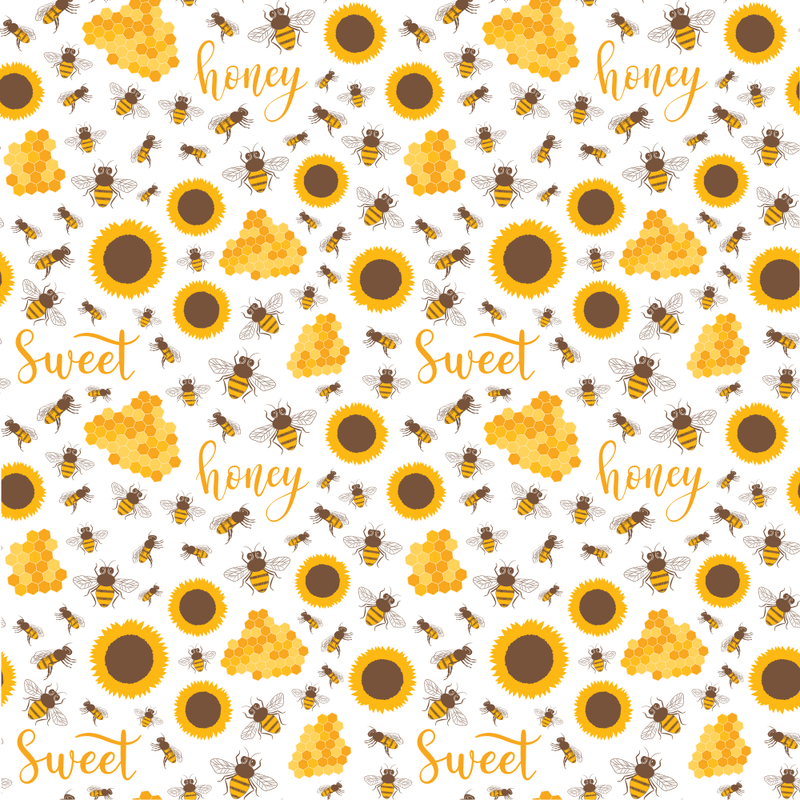 Sunflowers and Bees Elements Fabric - ineedfabric.com