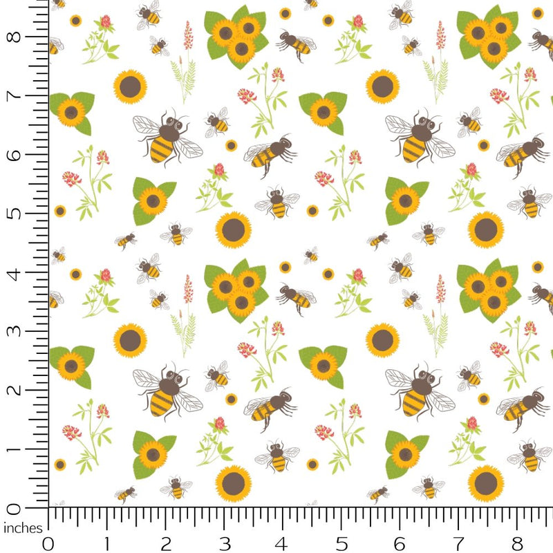 Sunflowers and Bees Floral Fabric - ineedfabric.com