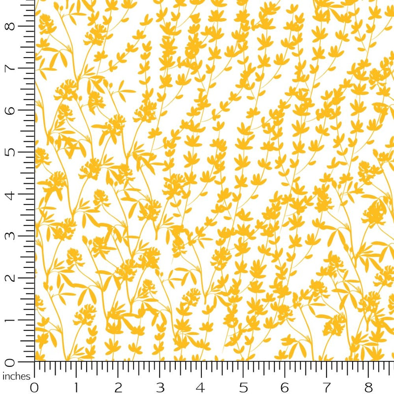 Sunflowers and Bees Floral Fabric - White - ineedfabric.com