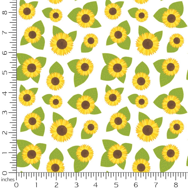 Sunflowers and Bees Flowers and Leaves Fabric - ineedfabric.com