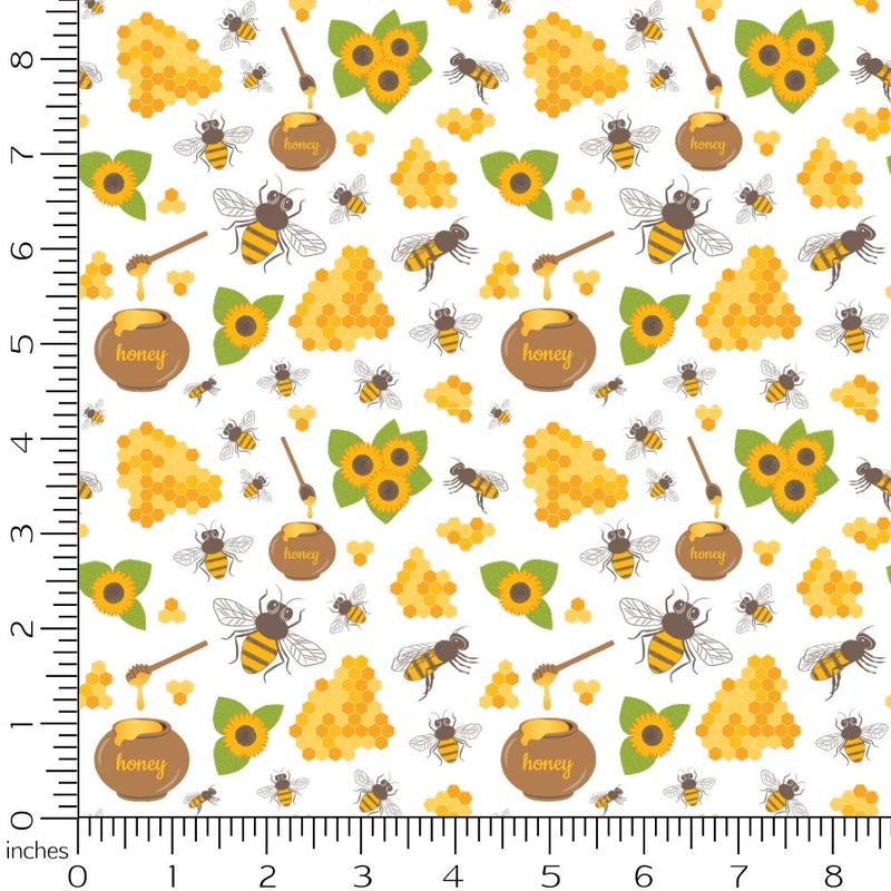 Sunflowers and Bees Honey Pot Fabric - ineedfabric.com