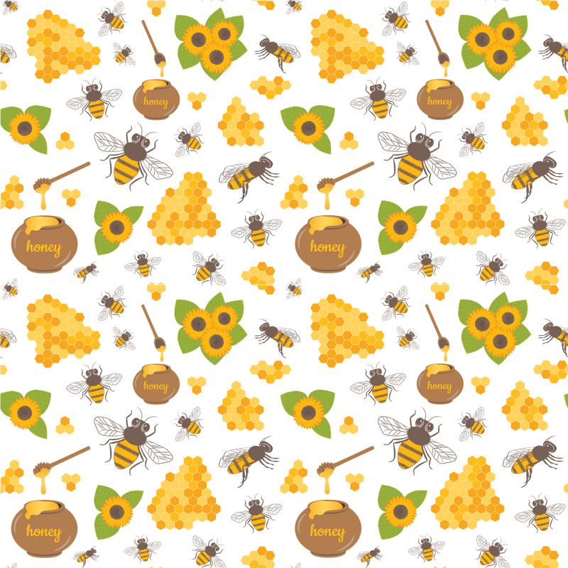 Sunflowers and Bees Honey Pot Fabric - ineedfabric.com