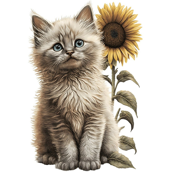 Sunflowers & Kittens Ragdoll Fabric Panel - ineedfabric.com