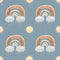 Sunny Day Rainbows Fabric - Blue - ineedfabric.com