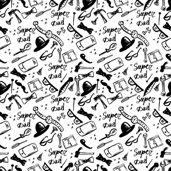 Super Dad Elements Fabric - Black/White - ineedfabric.com