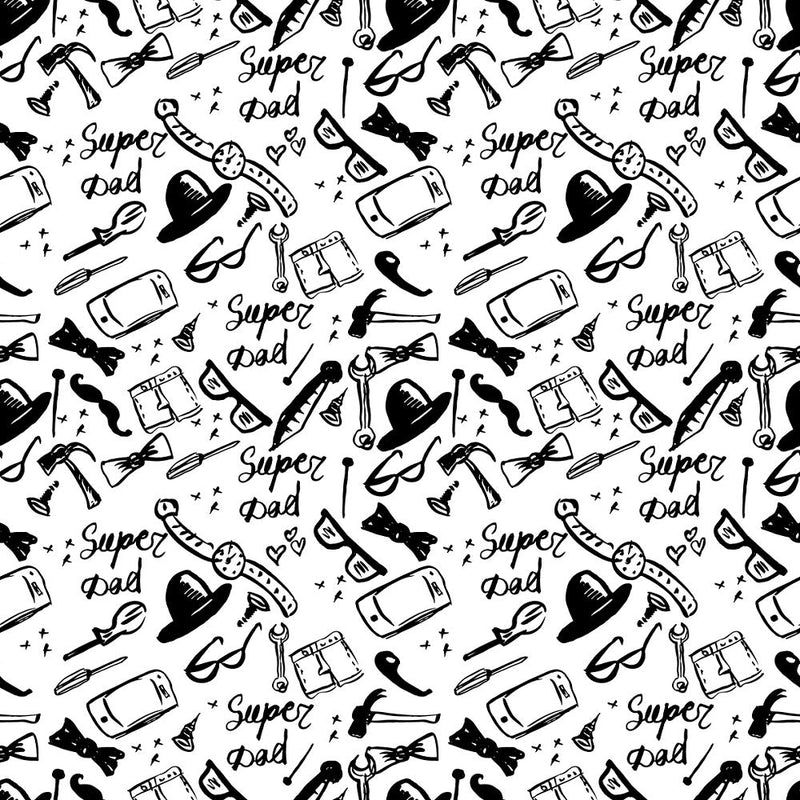 Super Dad Elements Fabric - Black/White - ineedfabric.com