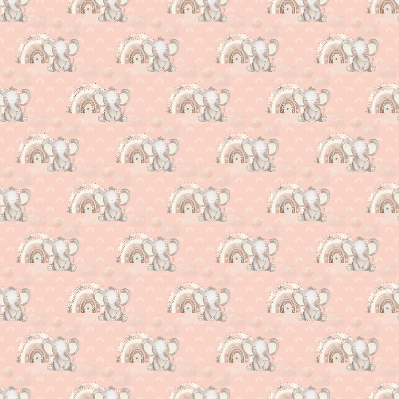 Sweet Baby Elephants & Rainbows Fabric - Pink - ineedfabric.com