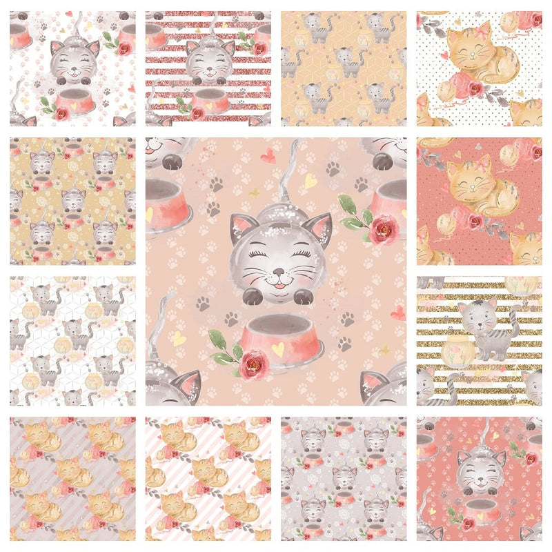 Sweet Cats Fabric Collection - 1/2 Yard Bundle - ineedfabric.com