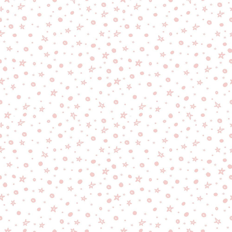 Sweet Christmas Gnomes Pink Stars Fabric - White - ineedfabric.com