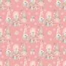 Sweet Christmas Gnomes Scene Fabric - Dark Pink - ineedfabric.com