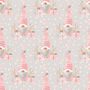 Sweet Christmas Gnomes with Presents Fabric - Gray - ineedfabric.com
