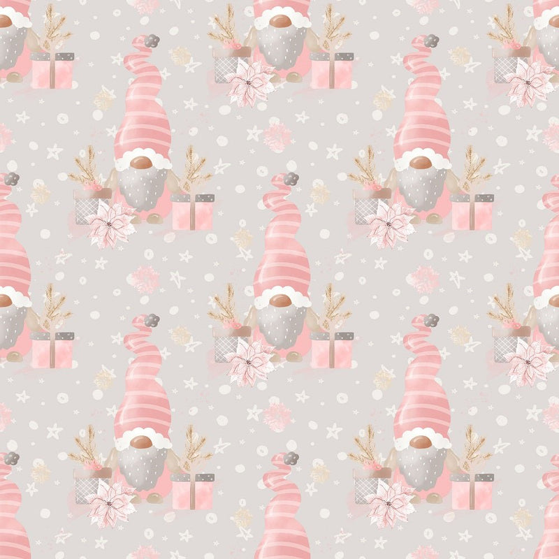 Sweet Christmas Gnomes with Presents Fabric - Gray - ineedfabric.com
