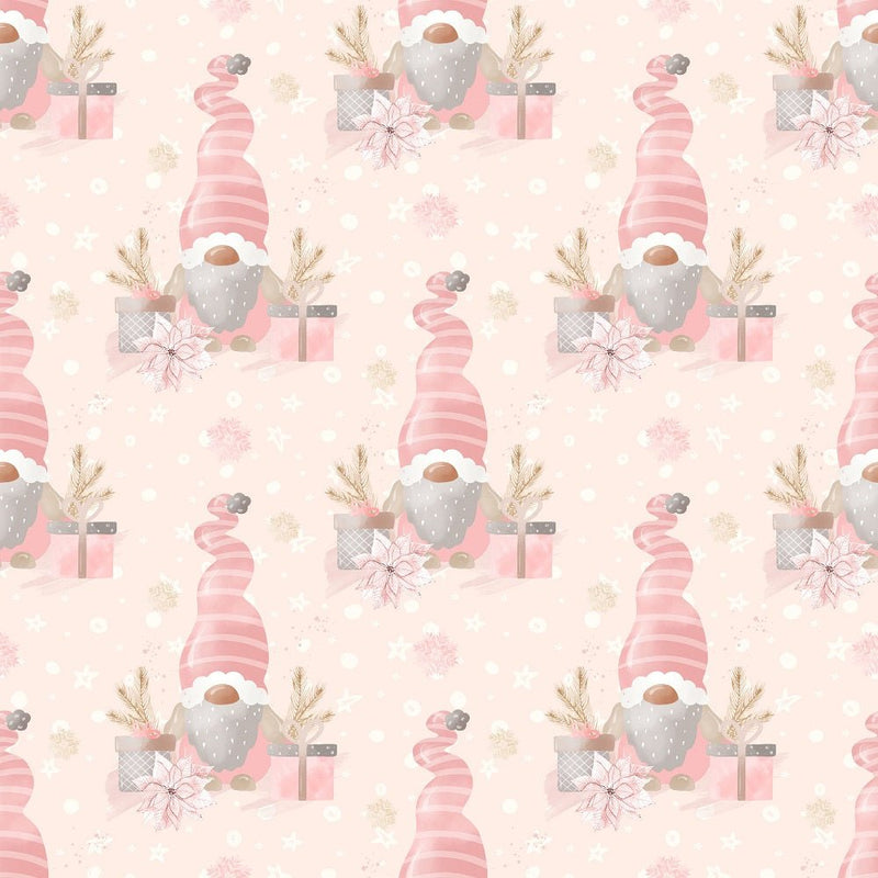 Sweet Christmas Gnomes with Presents Fabric - Pink - ineedfabric.com