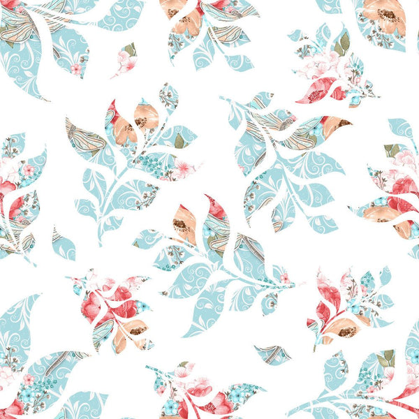 Sweet Dragonfly Floral Leaves Fabric - ineedfabric.com