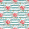 Sweet Dragonfly on Blue Stripes Fabric - ineedfabric.com