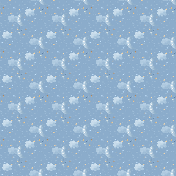 Sweet Dreams Moon Fabric - Blue - ineedfabric.com