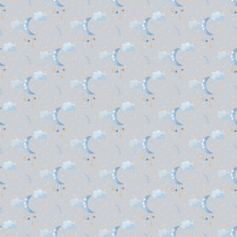 Sweet Dreams Moon Fabric - Gray - ineedfabric.com