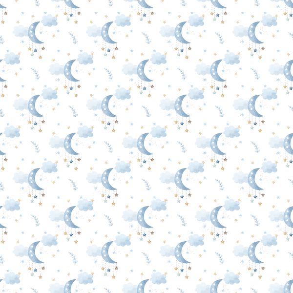 Sweet Dreams Moon Fabric - White - ineedfabric.com