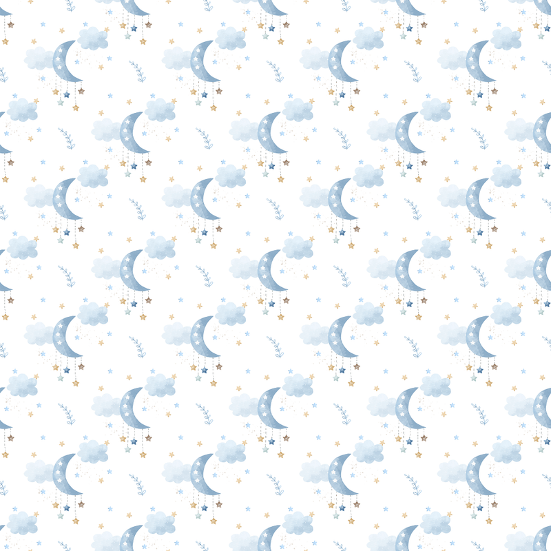 Sweet Dreams Moon Fabric - White - ineedfabric.com