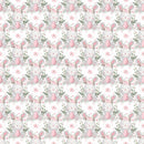 Sweet Easter Bunny on Dainty Floral Fabric - White - ineedfabric.com