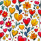 Sweet Floral Doodle Hearts Pattern 1 Fabric - ineedfabric.com