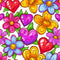 Sweet Floral Doodle Hearts Pattern 11 Fabric - ineedfabric.com