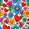 Sweet Floral Doodle Hearts Pattern 3 Fabric - ineedfabric.com