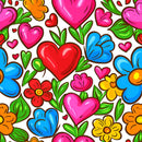 Sweet Floral Doodle Hearts Pattern 5 Fabric - ineedfabric.com