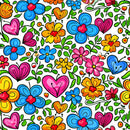 Sweet Floral Doodle Hearts Pattern 6 Fabric - ineedfabric.com