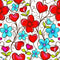 Sweet Floral Doodle Hearts Pattern 9 Fabric - ineedfabric.com