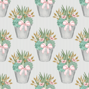 Sweet Succulents on Green Stripes Fabric - ineedfabric.com