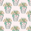 Sweet Succulents on Pink Stripes Fabric - ineedfabric.com