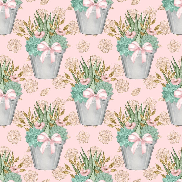 Sweet Succulents Pattern 1 Fabric - Pink - ineedfabric.com
