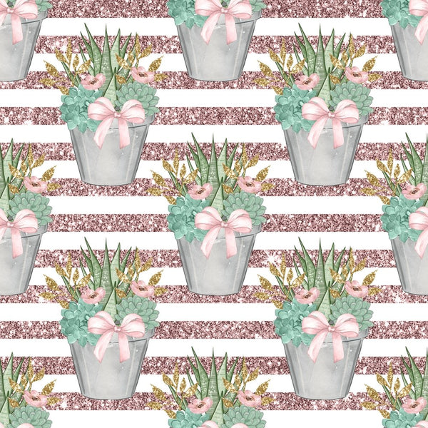 Sweet Succulents Pattern 1 Fabric - White - ineedfabric.com