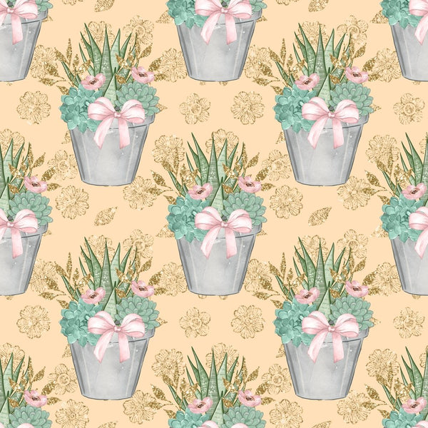 Sweet Succulents Pattern 1 Fabric - Yellow - ineedfabric.com