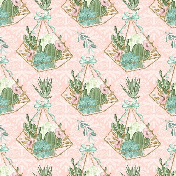 Sweet Succulents Pattern 4 Fabric - Pink - ineedfabric.com