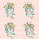 Sweet Succulents with Bird Fabric - Pink - ineedfabric.com