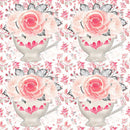 Sweet Valentine Rose Bouquet on Leaves Fabric - White - ineedfabric.com