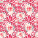 Sweet Valentine Roses on Lace Fabric - Red - ineedfabric.com