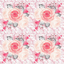 Sweet Valentine Roses with Hearts on Leaves Fabric - White - ineedfabric.com
