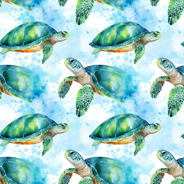 Swimming Sea Turtles Pattern 1 Fabric - ineedfabric.com